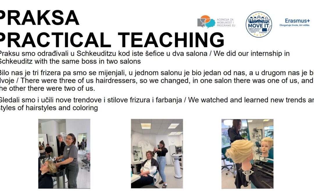 Prezentacija o mobilnosti učenika 4. razreda frizerskog usmjerenja u sklopu Erasmus+ projekta MOVE IT
