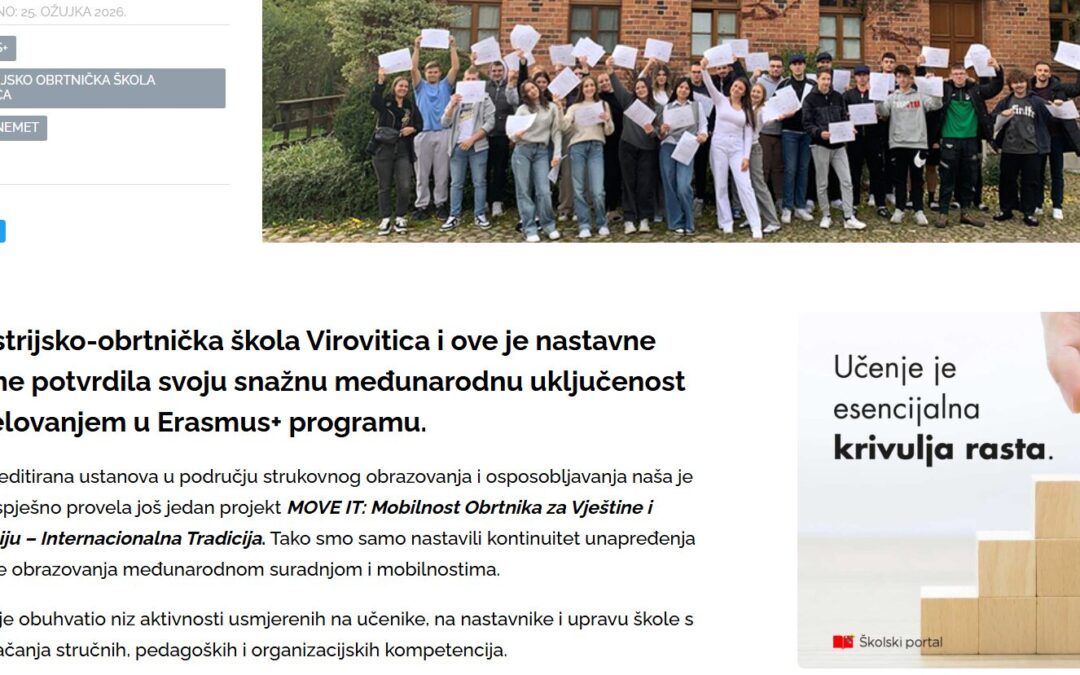 Drugi o nama: Školski portal o našim Erasmus aktivnostima