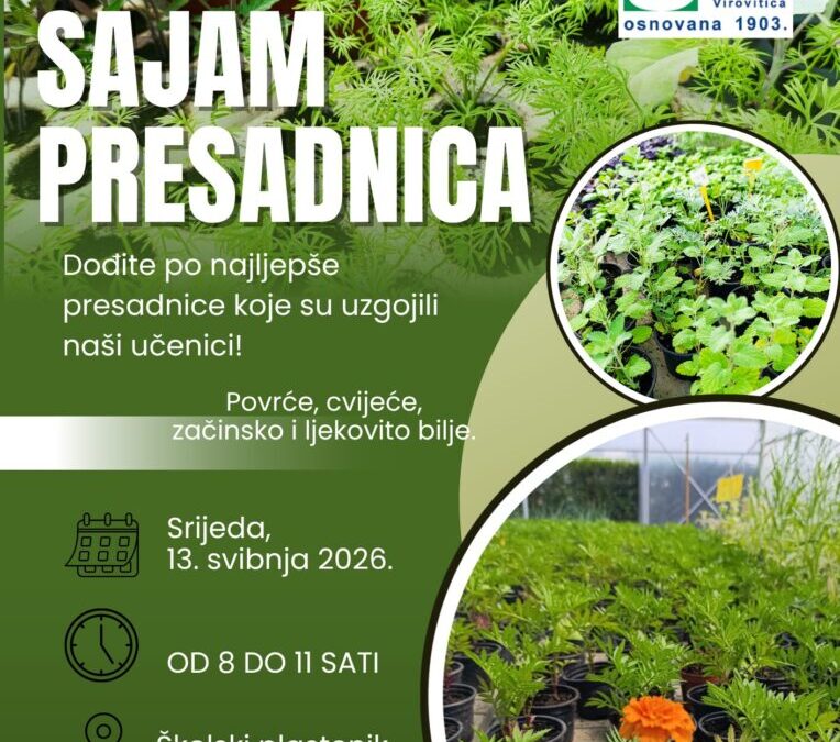 Obavijest: Održavanje Sajma presadnica u našoj školi